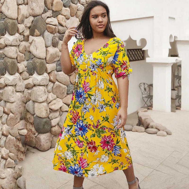 Летние Размеры d стиль бохо женское платье из хлопчатобумажной ткани в цветочек