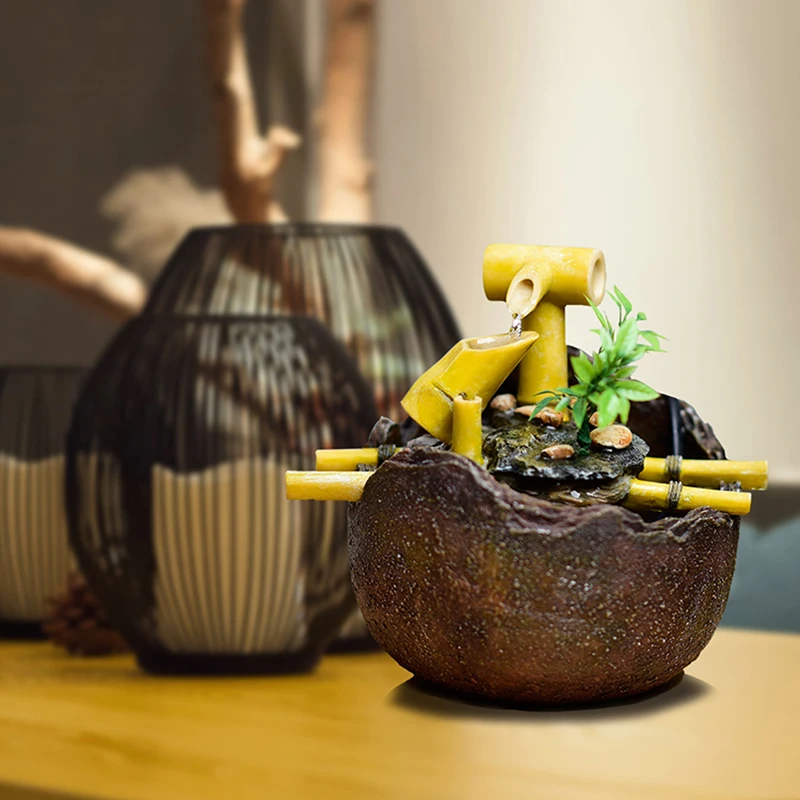 Винтажный комнатный водяной фонтан 220 В настольный мини водопад фэн шуй домашний