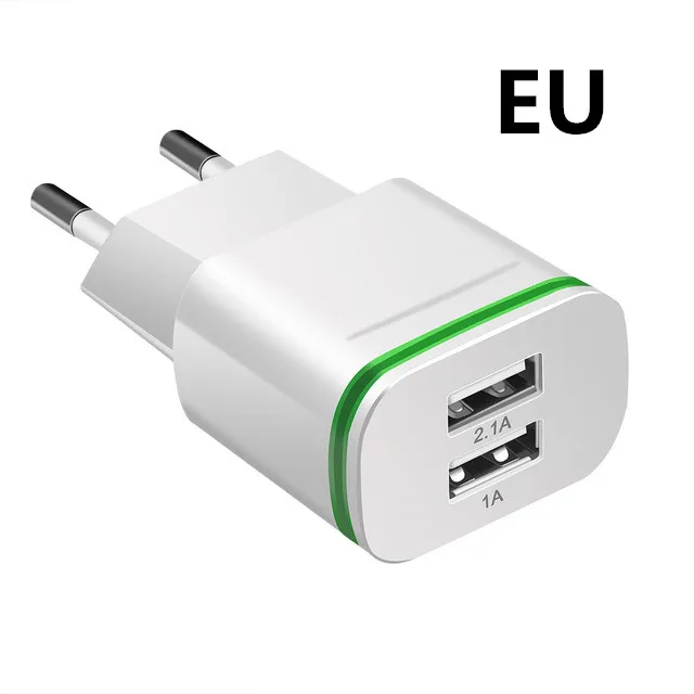 XEDAIN 2 порта USB зарядное устройство для телефона 5 В/2,1 а EU/USA штепсельная вилка настенного адаптера устройства микро Зарядка данных для iPhone huawei светодиодный светильник для мобильного телефона - Тип штекера: White  Not  Cable