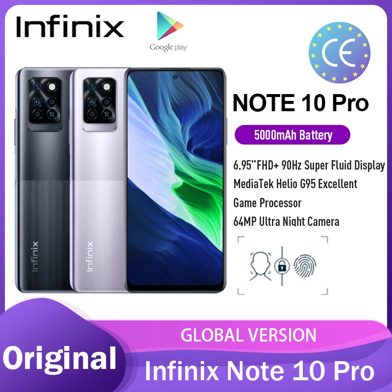 Смартфон Infinix Note 10 Pro NFC 6 + 64/8 128 Гб камера 64 мп FHD дисплей 95 дюйма Восьмиядерный Android