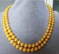 fashion jewelry free shipping 8 9 mm round natural south sea gold pearl necklace 60 14 k gold