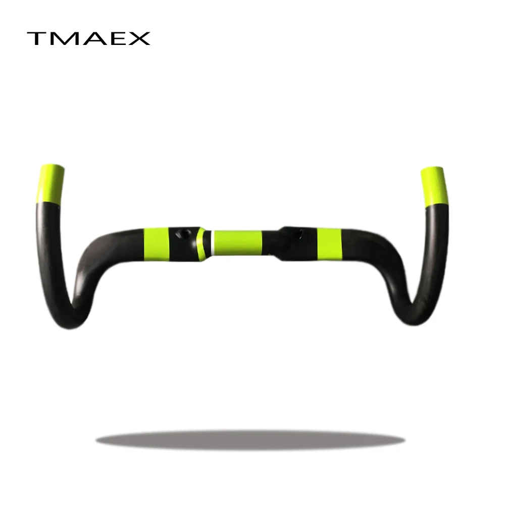 

TMAEX Full Carbon Road Bike Handlebar Carbon Fiber Road Handlebars Cycling Parts Bend Bar 31.8mm Green Matte Ultralight Parts