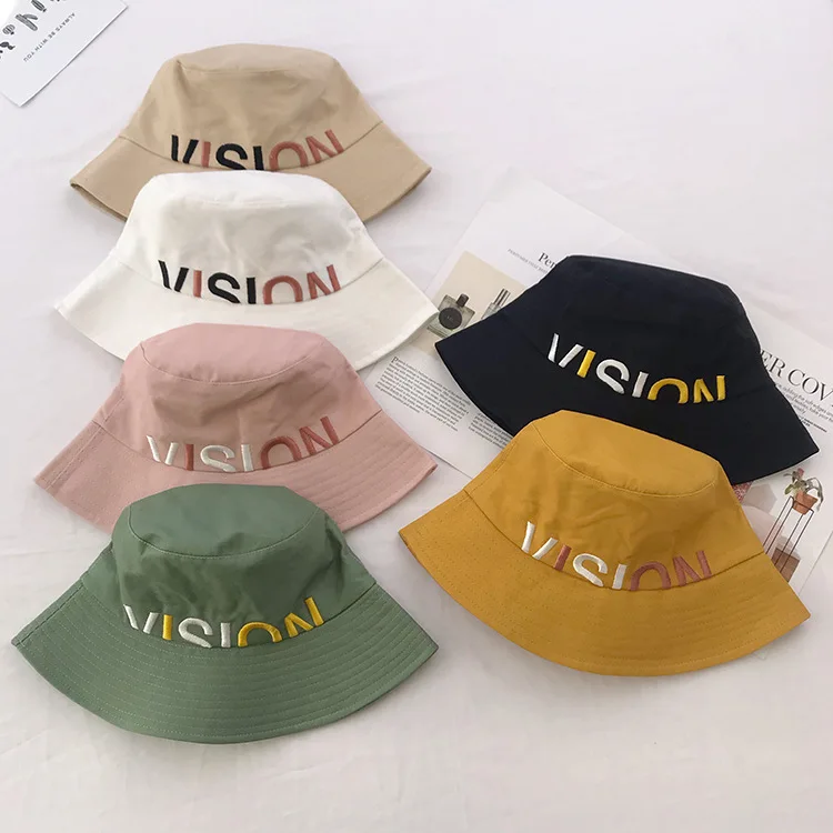 

Korea Spring and Summer New Hipster Fisherman Hat Lettered Embroidery Bucket Hat Student Couple