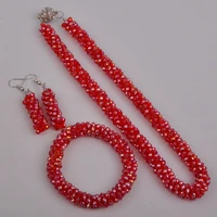 red ab crystal african beads jewelry set costume necklace nigerian set for women bridal wedding