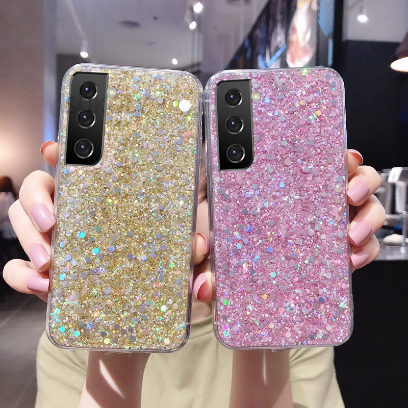 Bling Glitter Case For Samsung S20 S21 FE S22 S23 Ultra S10 Plus A51 A71 A31 A32 A13 A14 A52 A53 A54 5G Soft Silicone Cover