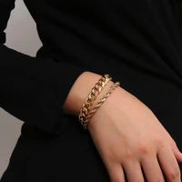 2021 new punk style round beads thick chain twisted chain geometric multi piece girl bracelet gift
