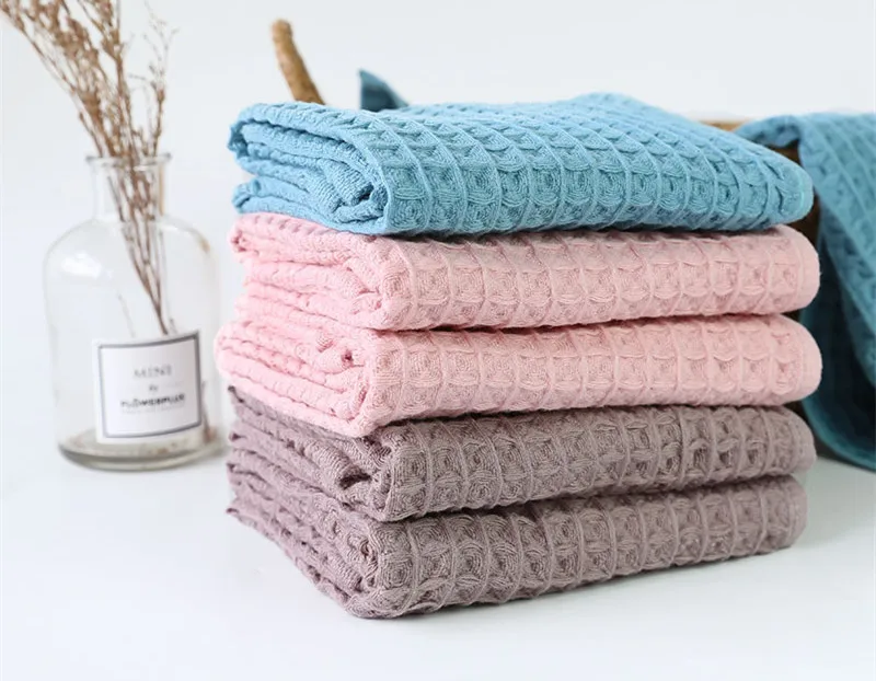 4PCS Cotton Waffle Hand Towels For Adults Plain Washcloth Face Care Bathroom Cotton Waffle Towel 34.5x74cm