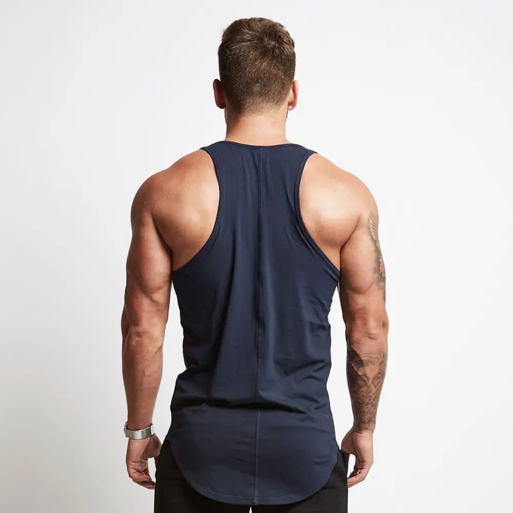 Gym Sport Tank Top Men Fitness Bodybuilding Workout Cotton Sleeveless shirt Male Summer Casual Stringer Singlet Solid Vest Tops
