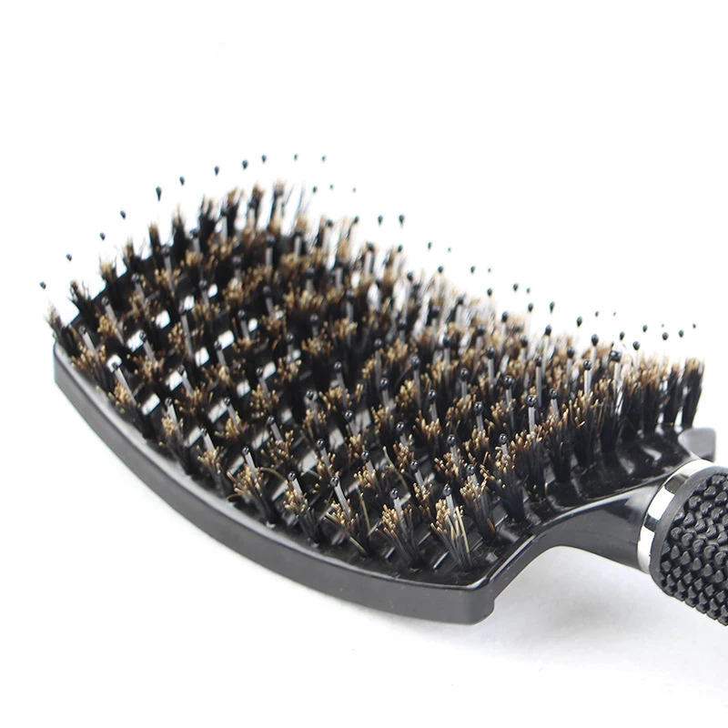 Гребень изогнутой формы свиная щетина Массажная Расческа с маленький шарик