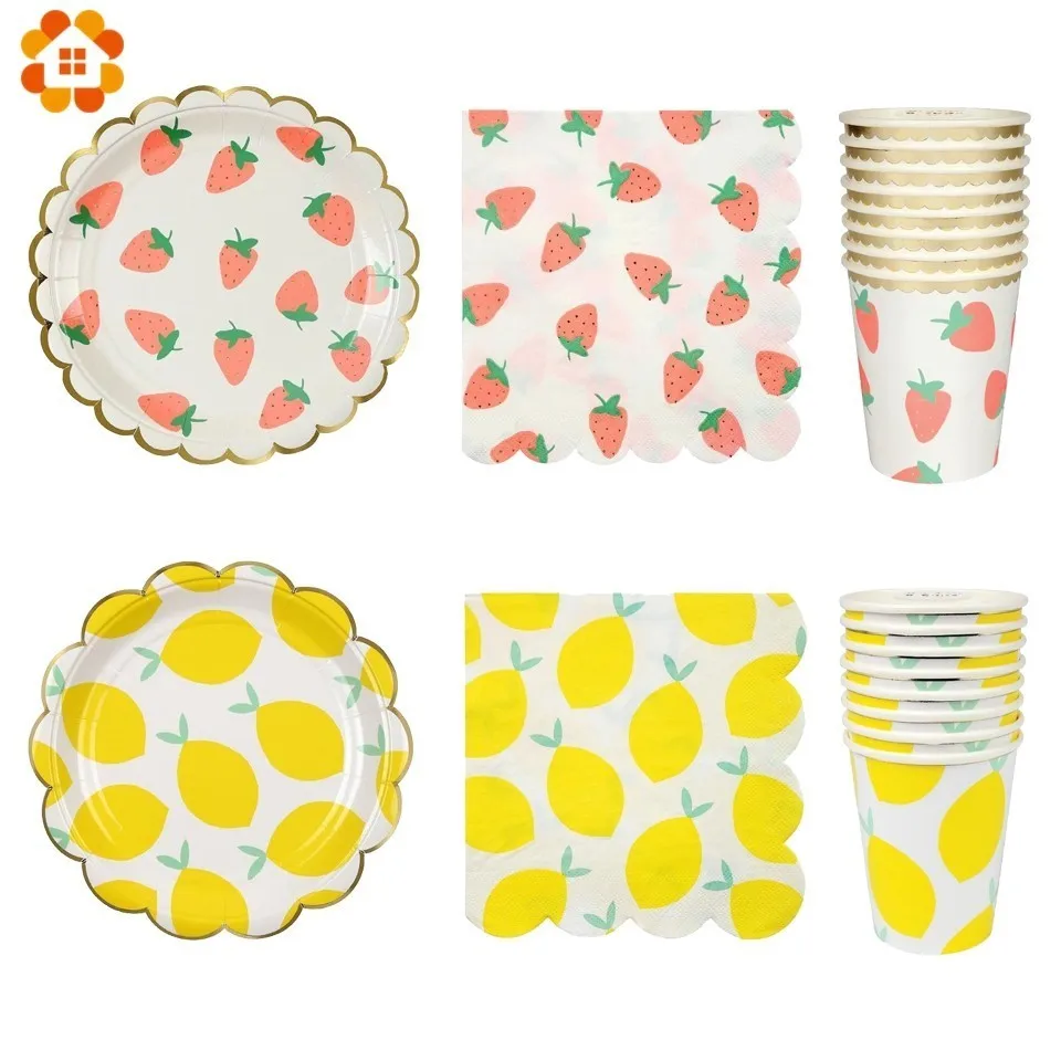 1 Набор милые фрукты тема одноразовая посуда ананас баннер/воздушные шары летние