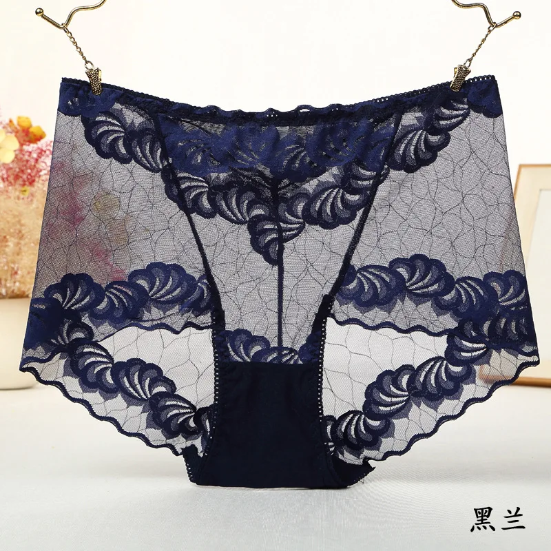 

2021 New Women's Large Size 200 Kg Fat Mm Sexy Lace Women's Underwear Hollow Thin High-waist Briefs