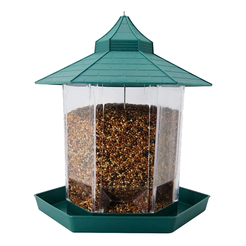 Панорамная кормушка для птиц шестигранная с крышей подвесная украшения сада