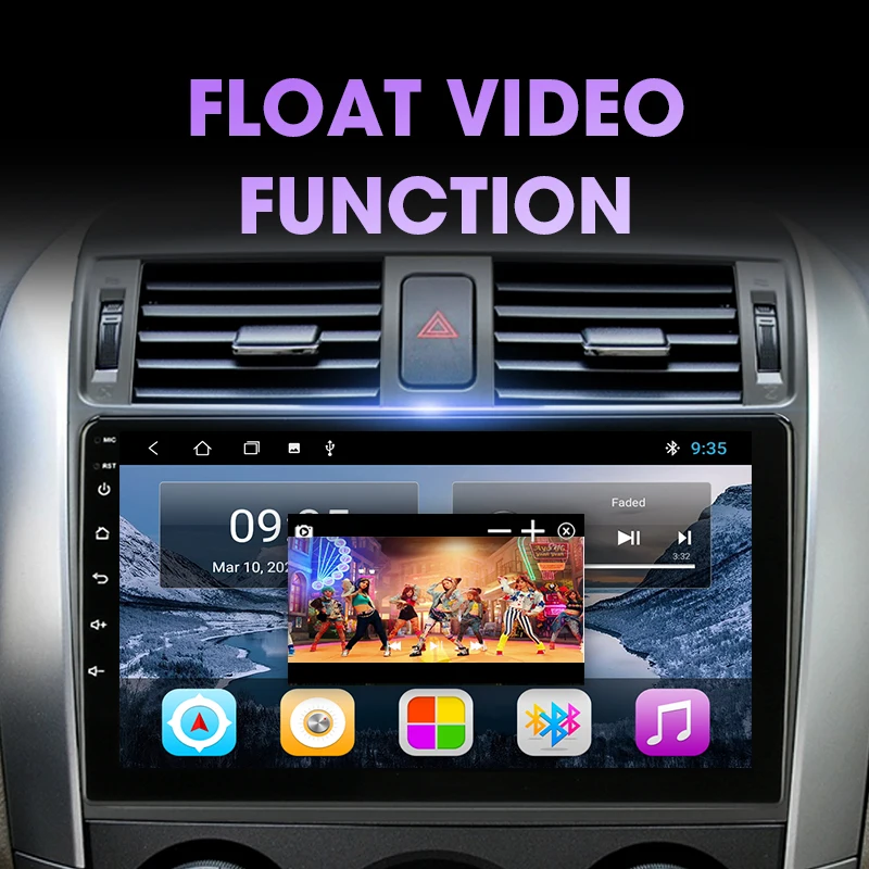 Jansite 9 &quotавтомобильное радио Android 0 для Toyota Corolla 2006 2013 Сплит экран Multimidia видеоплеер