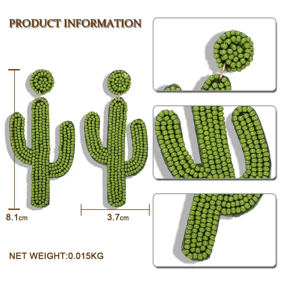 Женские богемные серьги кактус из смолы Ladyfirsy модные летние массивные свадебные