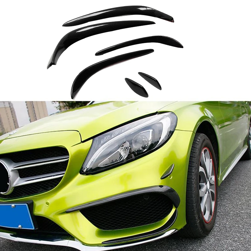

Carbon Fiber Car Front Bumper Spoiler Splitter Cover Grille Air Vent Splitter For Mercedes Benz C Class W205 2015-2019