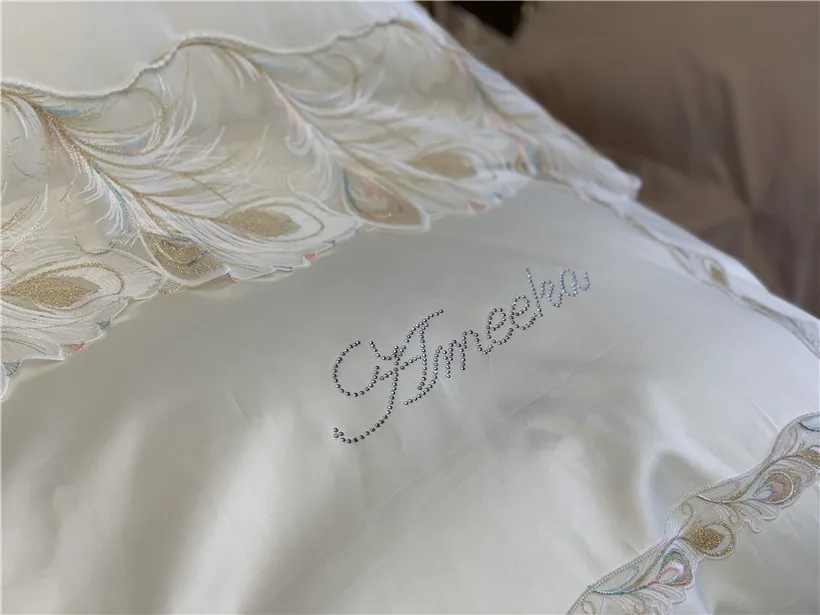 Кружевной Край Египетский хлопок пододеяльник набор желтый кремовый белый