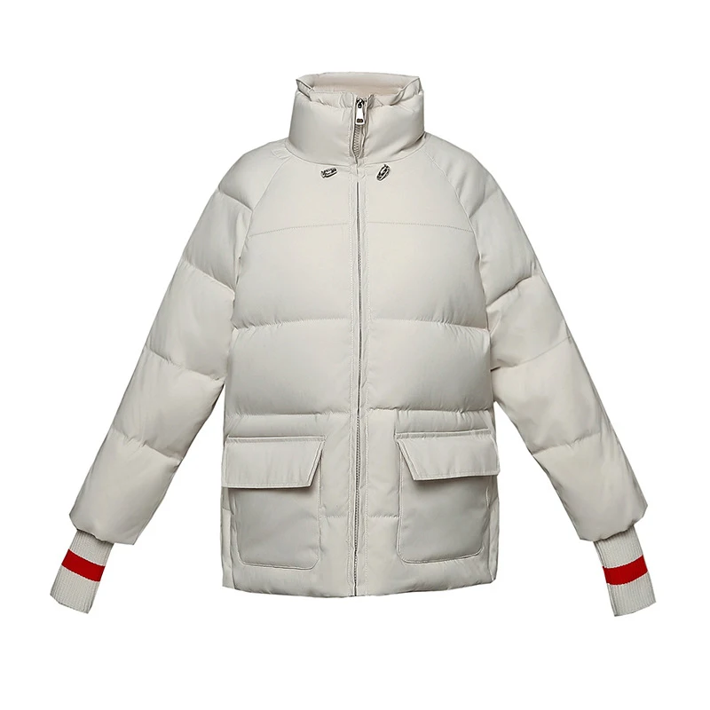 Autumn and winter women's jacket stand collar striped bread suit down cotton short 2019 female new Korean long sleeve | Женская