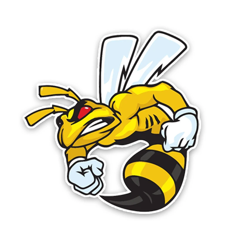 

14.2CM14.3CM Lovely Angry Cartoon Hornets Colored PVC Car Sticker Graphic Decoration C1-5155