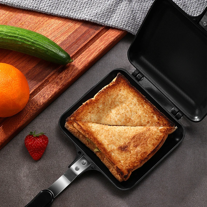 

Gas Type Double Side Frying Pan Non Stick Toast Waffle Bakeware Egg Pan Aluminum Alloy Sandwich Bread Mold Home Kitchen Tools
