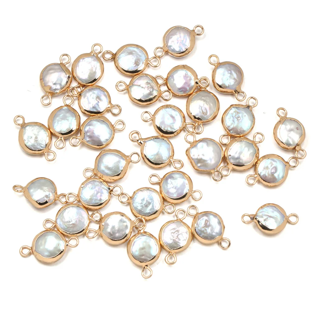 

Natural Freshwater Pearl Pendant irregular shape Double hole connector Pendants for Jewelry Making DIY Necklaces Accessories