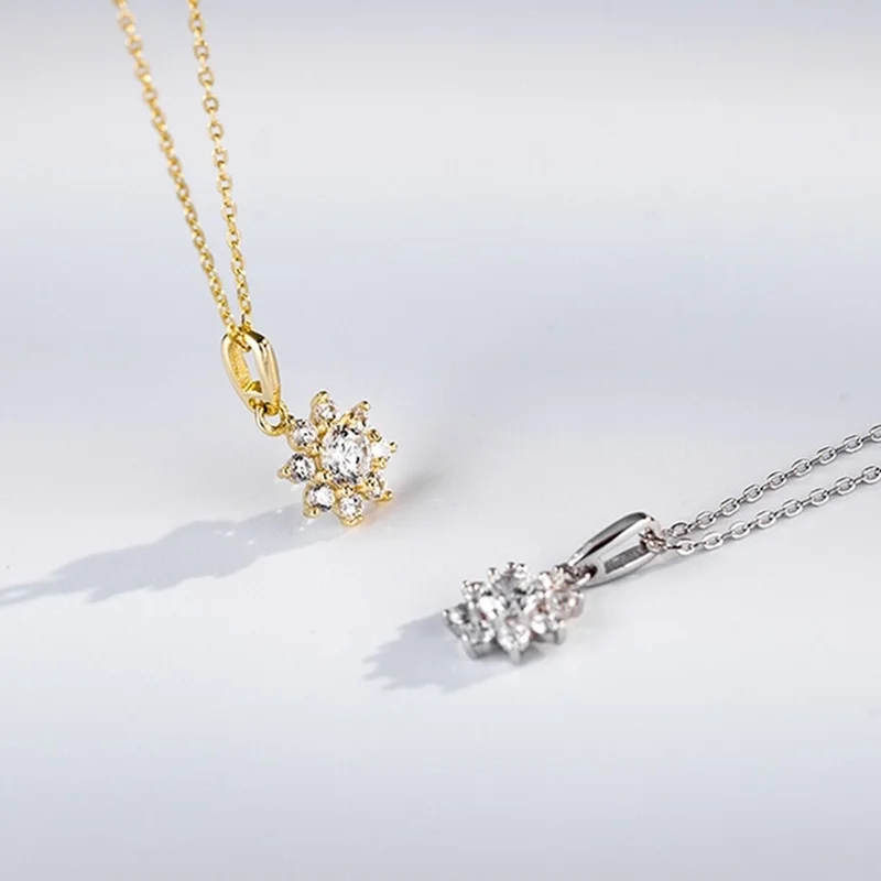 

Романтическое ожерелье-цепочка из стерлингового серебра 925 пробы, изысканное циркониевое геометрическое ожерелье с цветком до ключиц для ж...