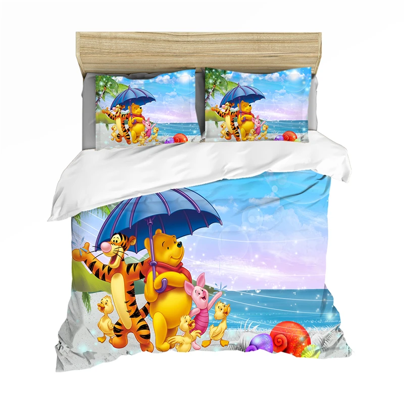 

Home Spin Cartoon Winnie Disney Bedding Set Down Quilt Cover Pillow Cover Children Bedroom Decoration Lovely Deluxe Full Size