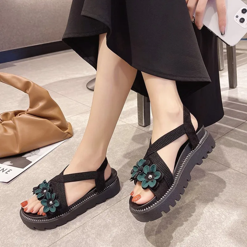 

Clogs With Heel Fashion Womens Shoes 2021 Med Cross Muffins shoe Beach Sandals Suit Female Beige Thick Luxury Medium Flat Wedge