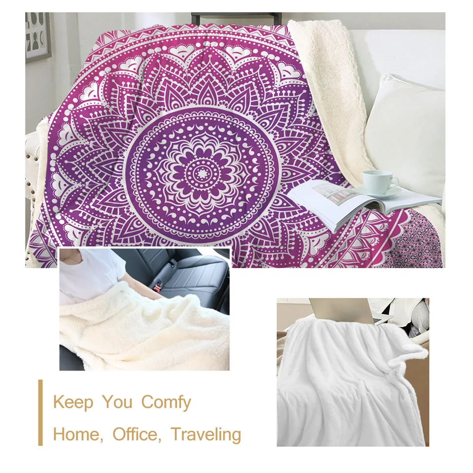BeddingOutlet женское бархатное плюшевое одеяло с розовой мандалой Sherpa богемное