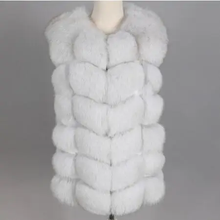 short vest 3 Женская мода осенний зимний стиль настоящая лисица пальто жилет тонкий круглый вырез зимний женский натуральный мех куртка пальто жилет - Цвет: short vest 3