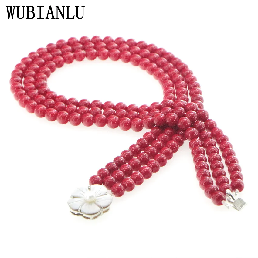 Ожерелье из красного коралла для женщин колье сделай сам с имитацией жемчуга 3