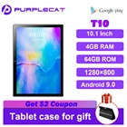 Purplecat T10 Android 9,0 планшет 4 Гб Оперативная память 64 Гб Встроенная память 10,1 ''IPS 1280  800 4G Телефонный звонок GPS 5000 мАч, ЭЛЕКТ AI-Испытание на ускорение Планшеты ПК