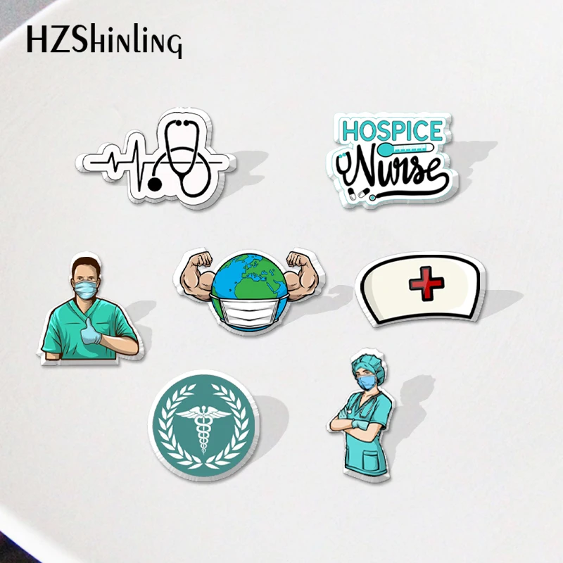 Медсестра мультфильм акриловые блестящий значок смолы эпоксидные