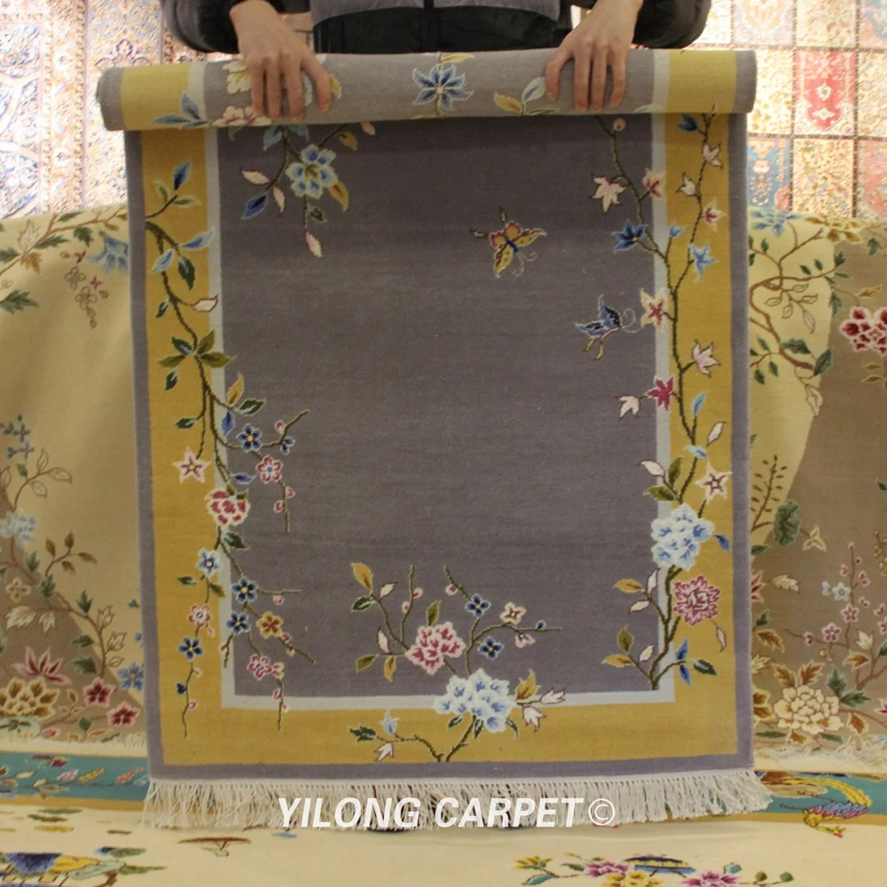 YILONG 3 'x 4 7' маленький винтажный китайский шерстяной коврик ручной вязки