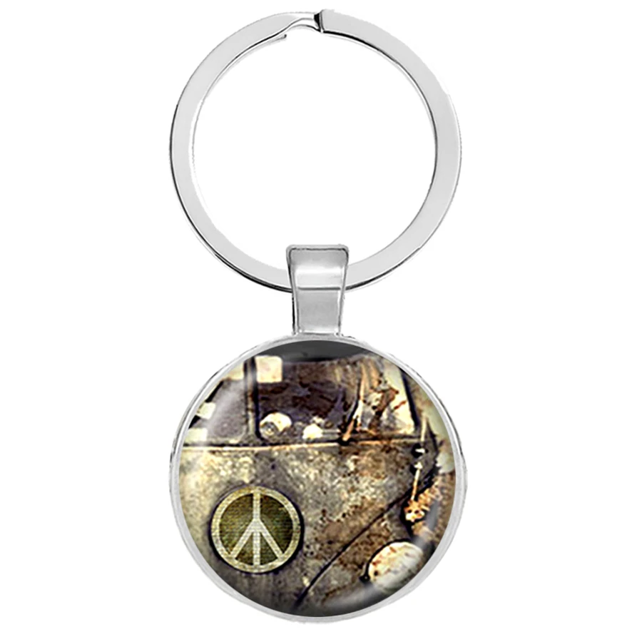 Хит Hippie Peace знак Ван автобус брелок модный мужской женский кошелек сумка