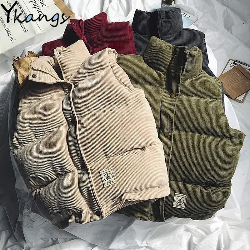 Жилет женский вельветовый без рукавов с воротником-стойкой | Женская одежда