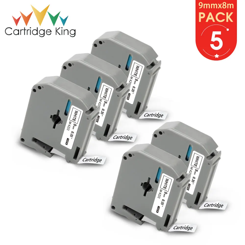 Картридж King 5PK для Brother MK ленты 221 MK221 черная и белая 9 мм * 8 м этикеток PT 65 70 80