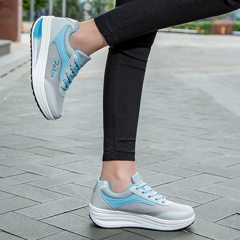 Women's Vulcanized Shoes High Quality Breathable Sneaker Fashion Lace-up Flat Shoes Female Zapatillas Mujer