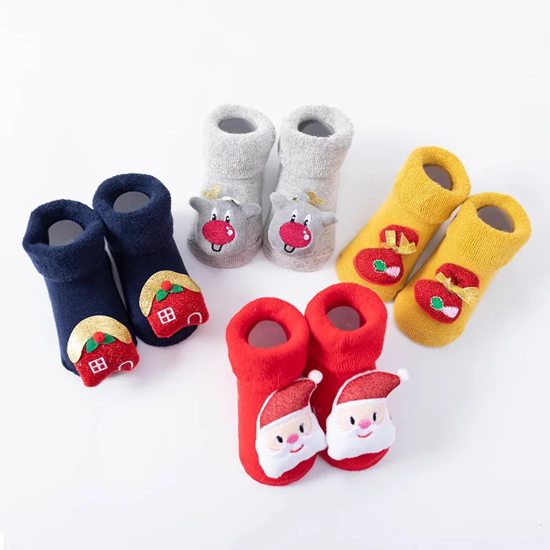 

2021 New Baby Terry Velvet Thicken Non-slip Floor Socks Soft Cute Doll Warm Cotton Cartoon Christmas Gift for Infant Girls Boys