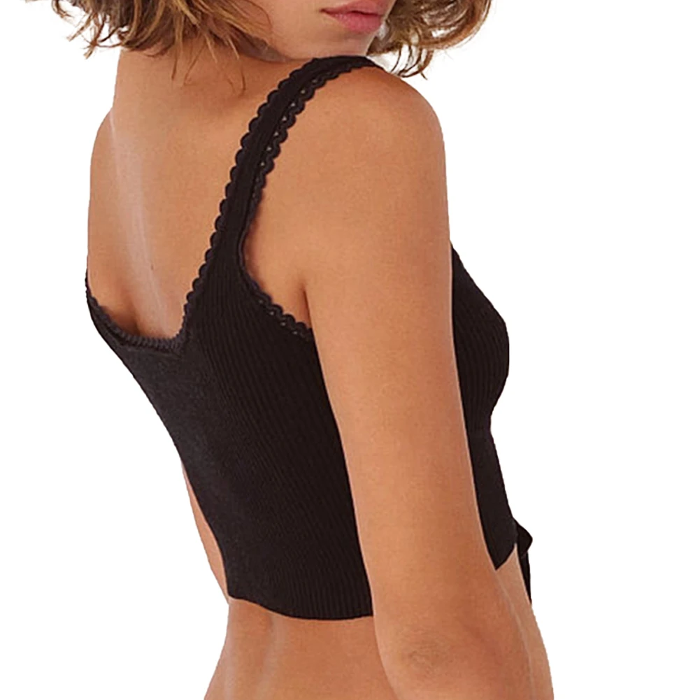 Летний женский пикантный кроп топ модный однотонный короткий без рукавов на