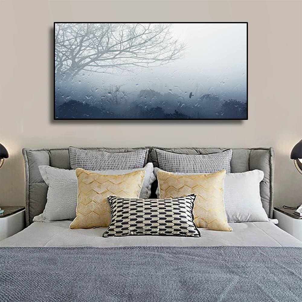 Художественный постер на холсте "Туманное утро за окном", креативная настенная декорация, современное украшение для дома, подарок для гостиничной спальни.