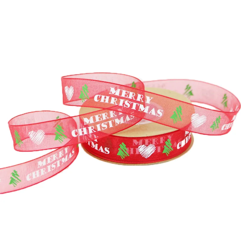 

(10Meter/roll) 15mm Christmas tree decoration snowflake ribbon lace DIY hair accessories gift wrapping material