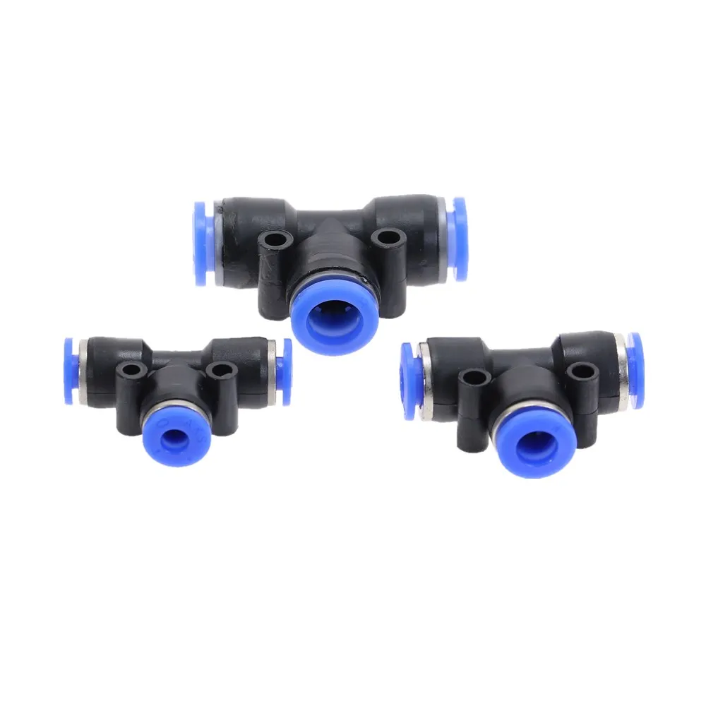 

1pc Pneumatic Tracheal Joint Plastic Quick Plug Connector T Type Three-way PE-4/6/8/10/12/14/16mm Pneumatic Pipe Fittings