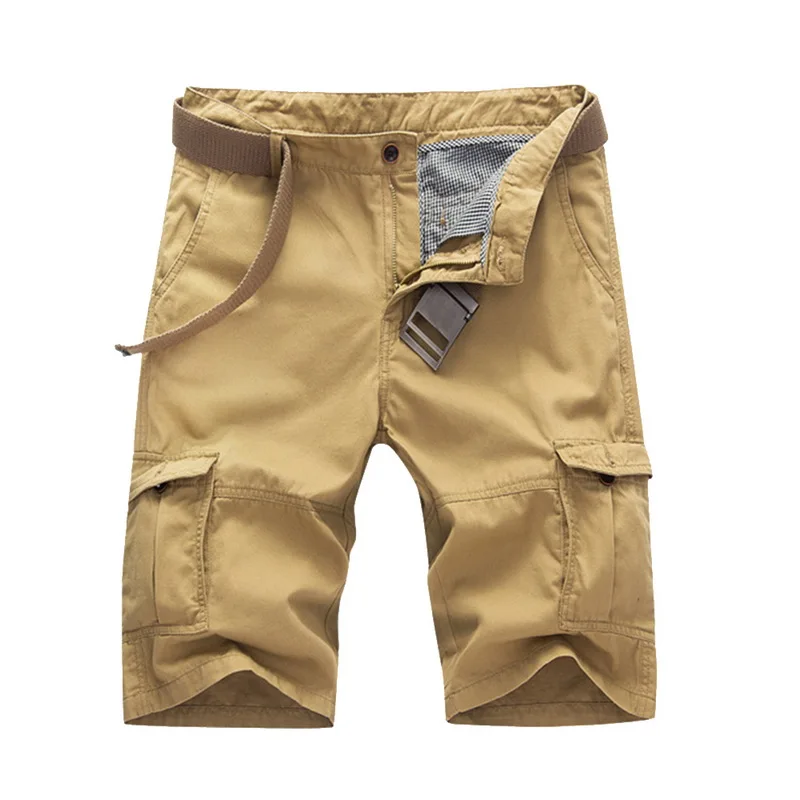 khaki 2 Мужские свободные спортивные шорты Карго для бега, мужские камуфляжные военные шорты, плюс размер, шорты для тренировок, хип-хоп повседневные мужские шорты - Цвет: khaki 2