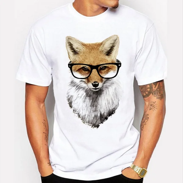 

Mens T Shirts Fashion Mr.Fox Print T-shirt Men Harajuku Funny Tee Shirt Hipster Summer Men Short Sleeve Tshirt