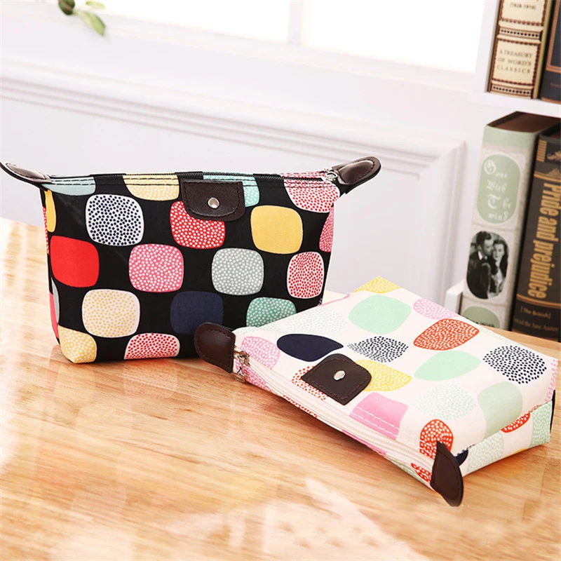 Сумка для макияжа пельменей 4 цвета однотонная Полиэстеровая косметичка вокруг