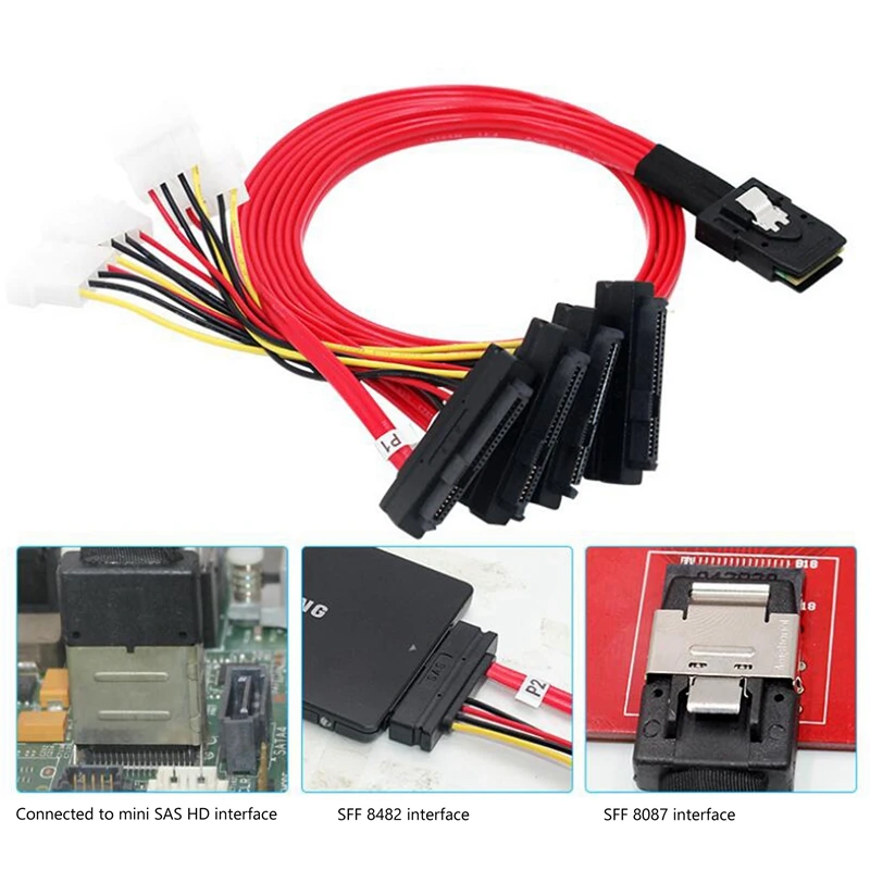 HOT-Mini SAS SFF-8087 SFF-8482 с 4-контактным кабелем питания, кабель сервера SATA X4 SAS Cable от AliExpress WW