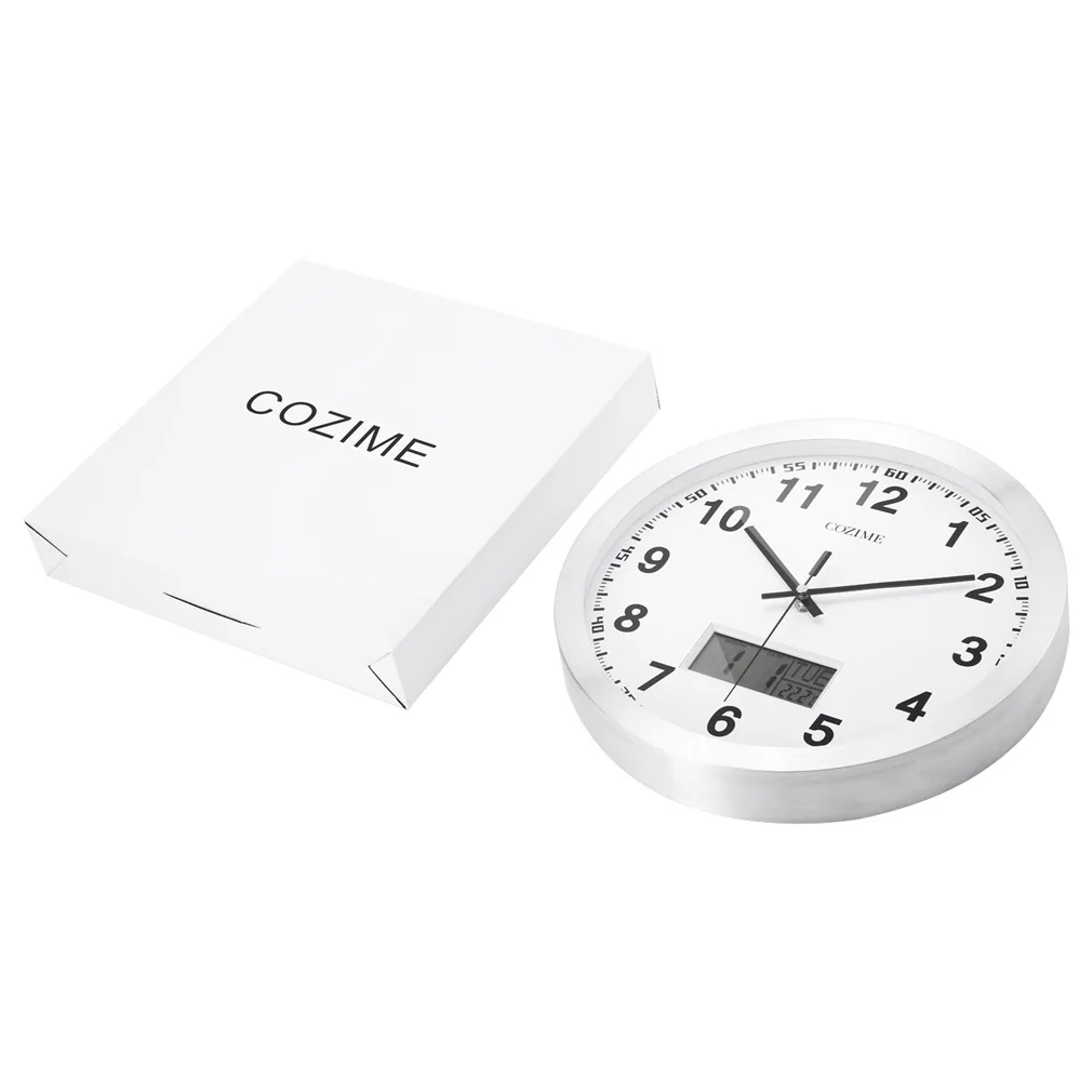 12 дюймов декоративные круглые Настенные часы с ЖК дисплей многофункциональная