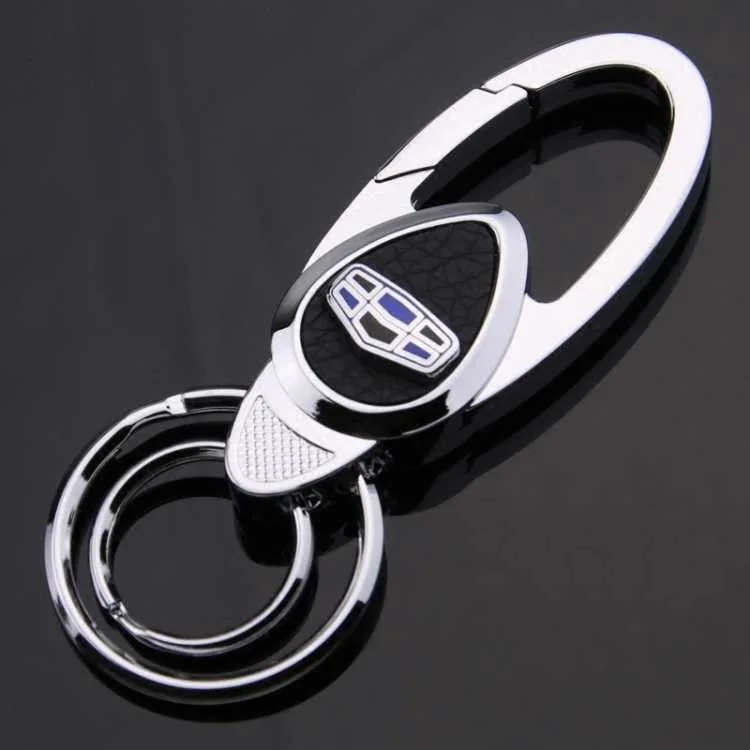 

Car Key Ring Styling Leather and Metal Car Emblem Key Ring Keychain for Geely emgrand ec7 ec8 ec820 gt gc9 car