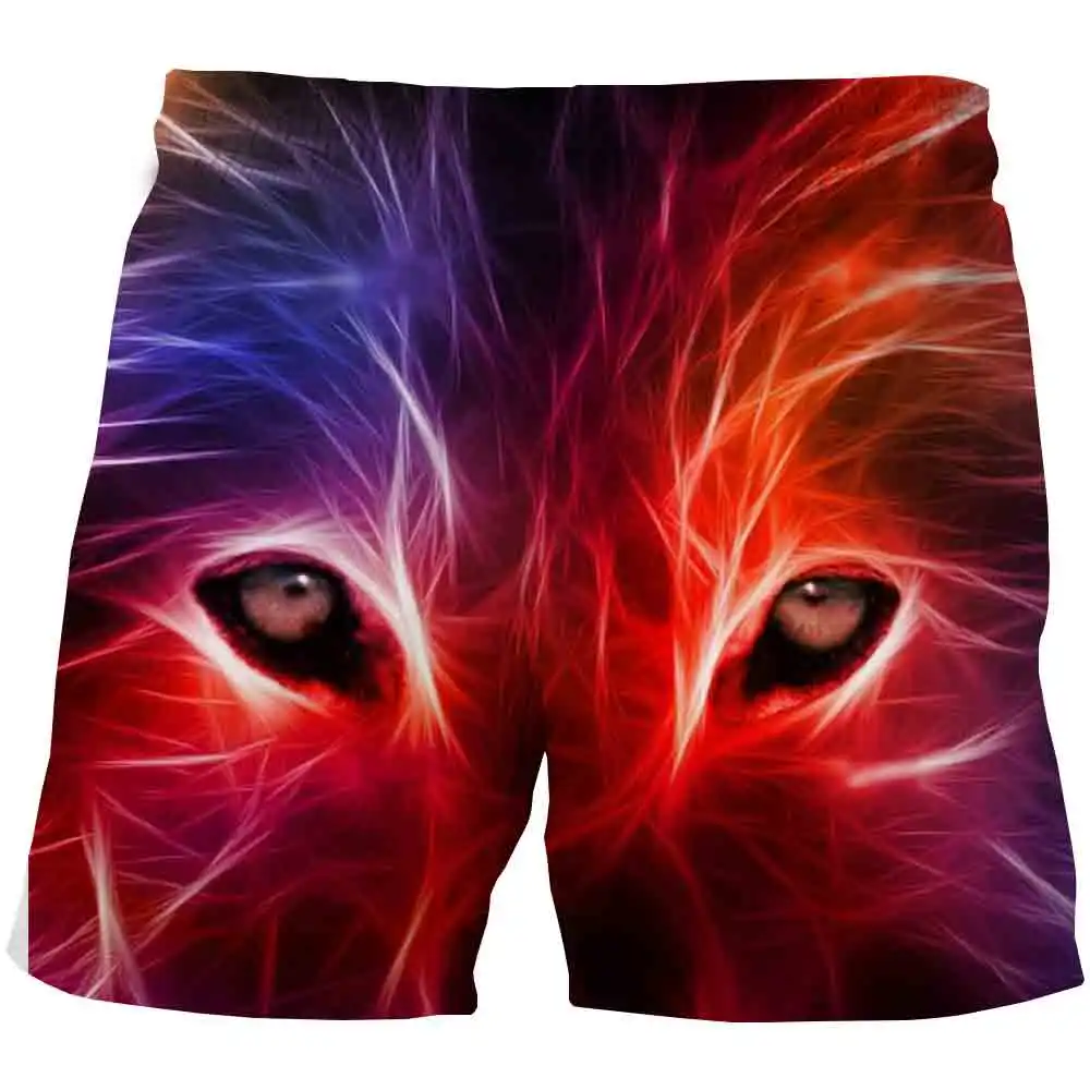 

New 2020 Summer Boy Girls Casual Wolf Shorts polyester fashion animals pattern Short Pants 4-14years Children print 3D Shorts