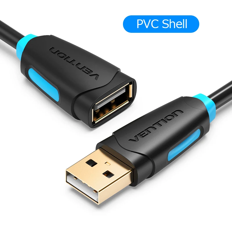 Vention USB2.0 кабель-удлинитель для мужчин и женщин супер скорость USB кабель для передачи данных удлинитель для ПК клавиатура принтер мышь компьютерный кабель - Цвет: PVC Shell